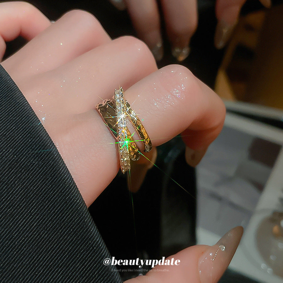 A廠【HR2784】歐美跨境鋯石三層交叉開口戒指時尚百搭氣質食指戒輕奢高級感指環
 25.10-4