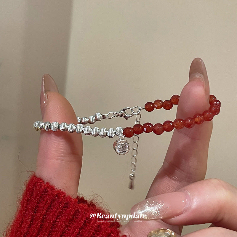 A廠【HB3442】新中式鋯石圓球瑪瑙可調式手鍊時尚百搭手環氣質手環輕奢高級感 25.01-4