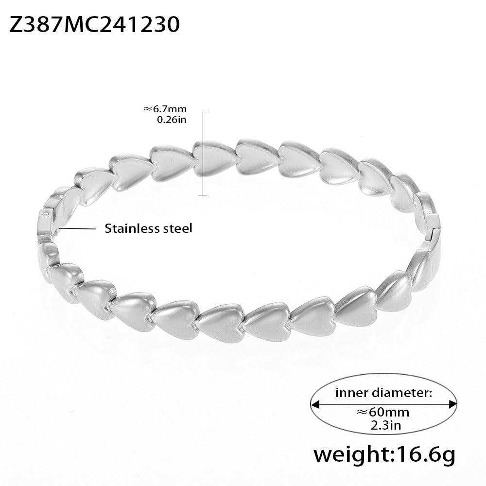 B廠【Z387】歐美ins網紅愛心手鐲18K鍍真金不鏽鋼手鐲手飾輕盈感 25.01-2