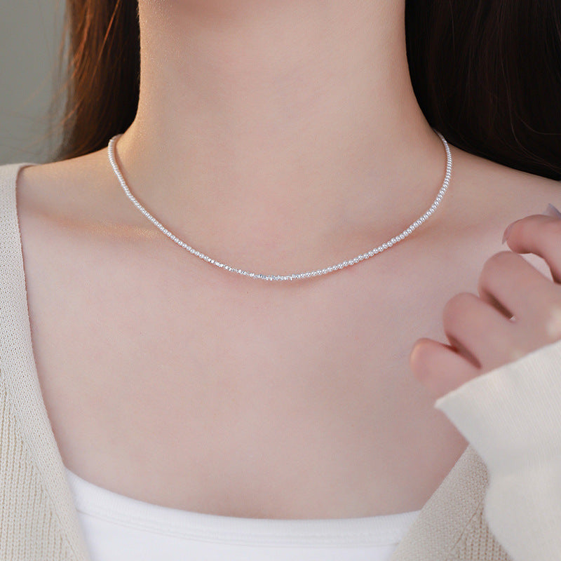 E廠【YC1396N】S999足銀氣質碎銀珍珠項鍊女輕奢高級感法式優雅浪漫頸飾 24.12-2