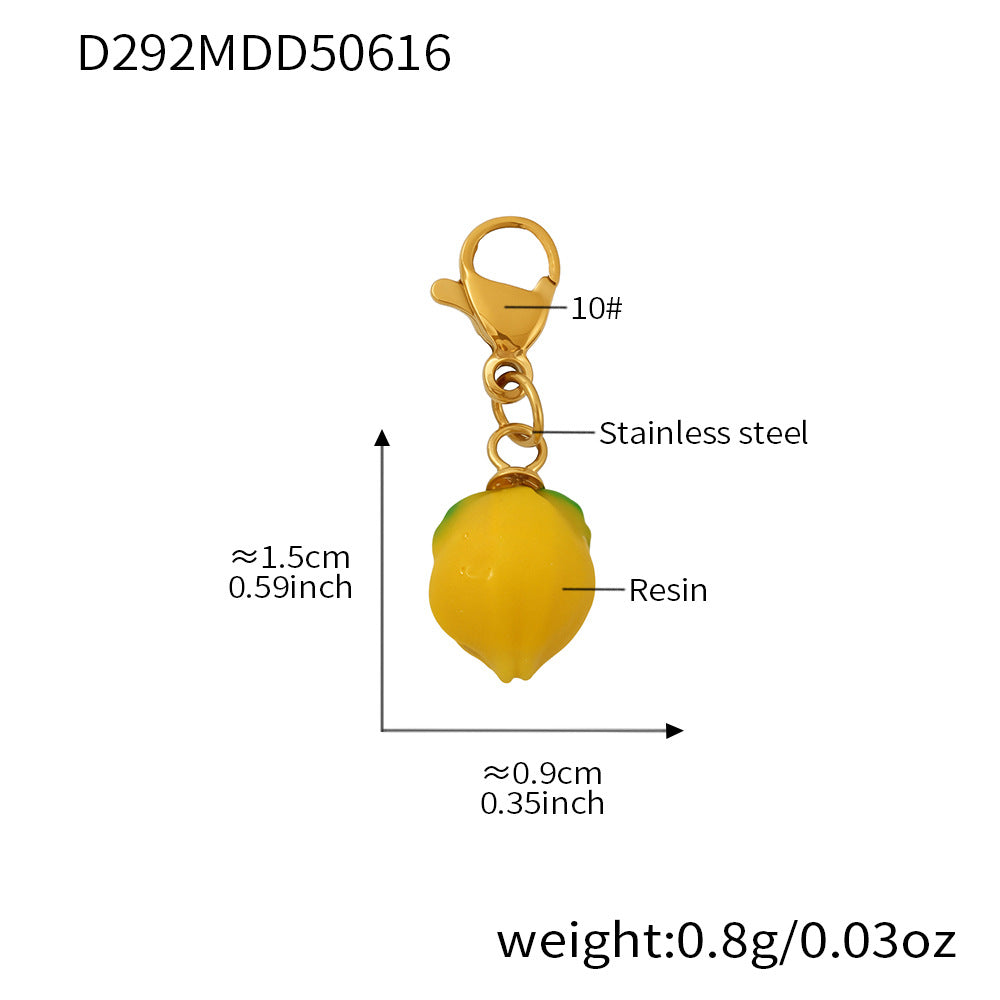 B廠【TXP288】歐美飾品不鏽鋼貝珠串珠項鍊小檸檬檸檬吊墜DIY多配件 25.06-3