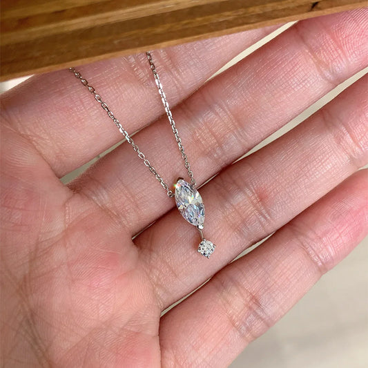 F廠【DQ0525N】S925純銀韓系簡約爆閃馬眼項鍊女精緻高級感鋯石流蘇鎖骨鏈潮 25.06-4