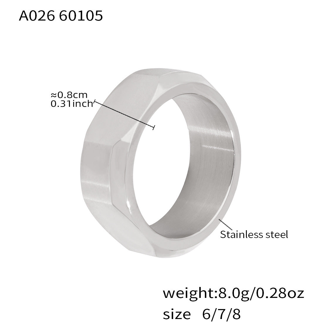 B廠【A026】歐美跨境不鏽鋼鍍18k真金小眾螺帽型設計感環簡約時尚百搭指環
26.01-1