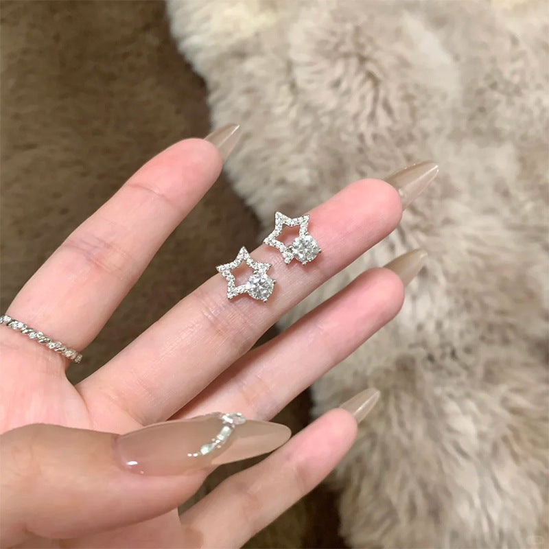 F廠【DQ10916E】S925純銀韓輕奢星星耳環女冷淡風爆閃五角星時尚百搭耳飾潮 25.06-2