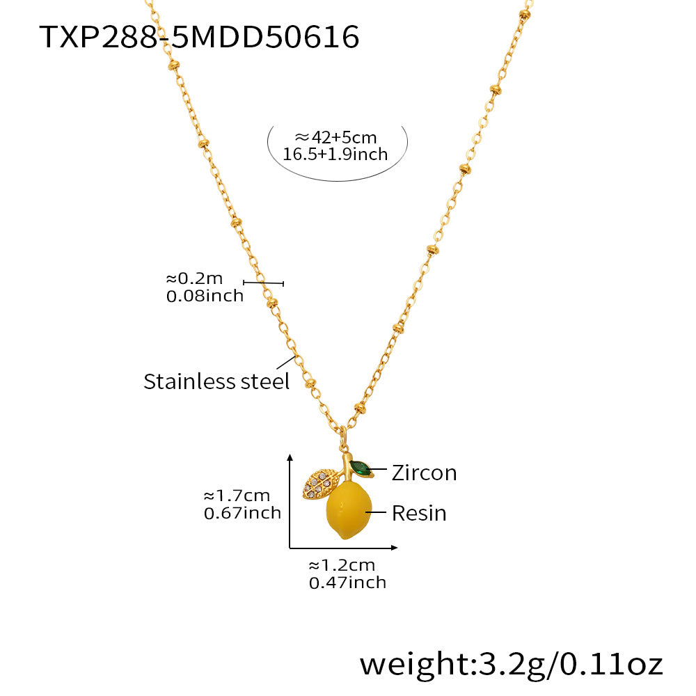 B廠【TXP288】歐美飾品不鏽鋼貝珠串珠項鍊小檸檬檸檬吊墜DIY多配件 25.06-3