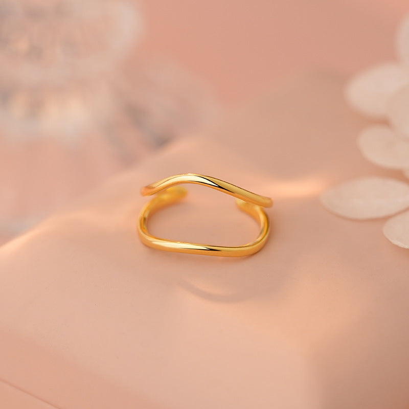 E廠【YC3039R】S925純銀韓版幾何鏤空戒指女簡約甜酷風清新百搭通勤手飾 25.03-3