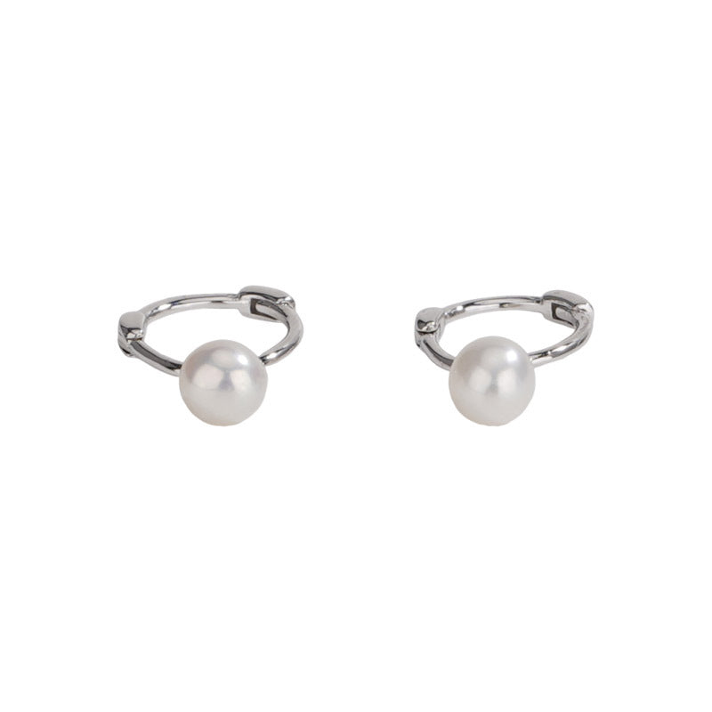 F廠【DQ10335E】S925純銀法式簡約淡水珍珠耳扣小眾設計高級感耳環迷你耳飾女 25.04-3