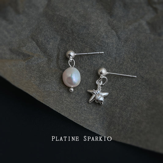 C廠【6664】巴洛克異形淡水珍珠個性創意設計不對稱海洋生物海星耳環耳環
 25.08-5