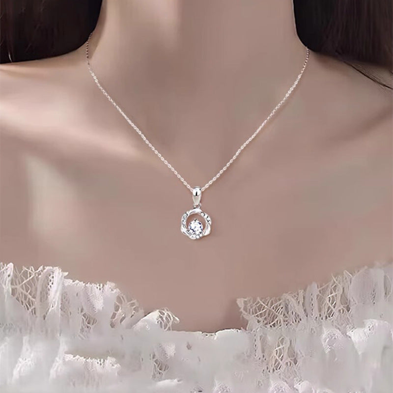 F廠【DQ1342N】S999足銀莫比烏斯環閃鑽項鍊女小眾輕奢高級感鋯石純銀鎖骨鏈 25.04-4