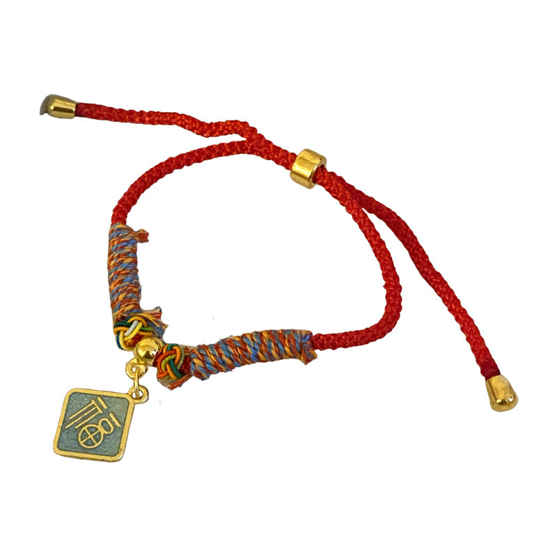 A廠【HB3335】新中式滴油菱形福字新年紅繩手鍊時尚百搭手繩手環輕奢高級感手飾 24.12-3