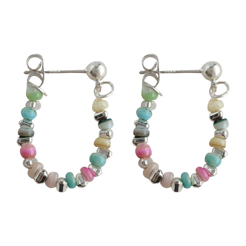 C廠【2446-2447】多巴胺彩色少女心甜美可愛手工耳飾925銀針清新米珠耳環 24.01-1