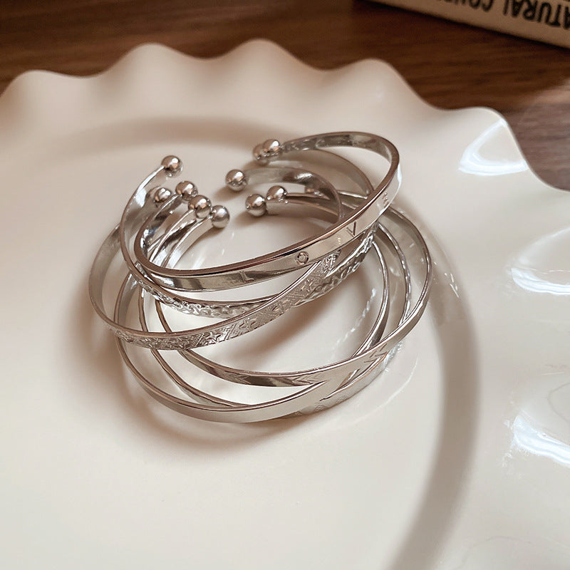 A廠【HB3463】跨境歐美金屬冷淡風手鐲氣質百搭時尚手鐲小眾個性手飾輕奢高級感 25.01-4