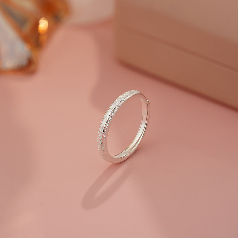 E廠【YC5439R】S999足銀冷淡風釘砂情侶對戒男女款時尚個性氣質禮物指環 25.03-1