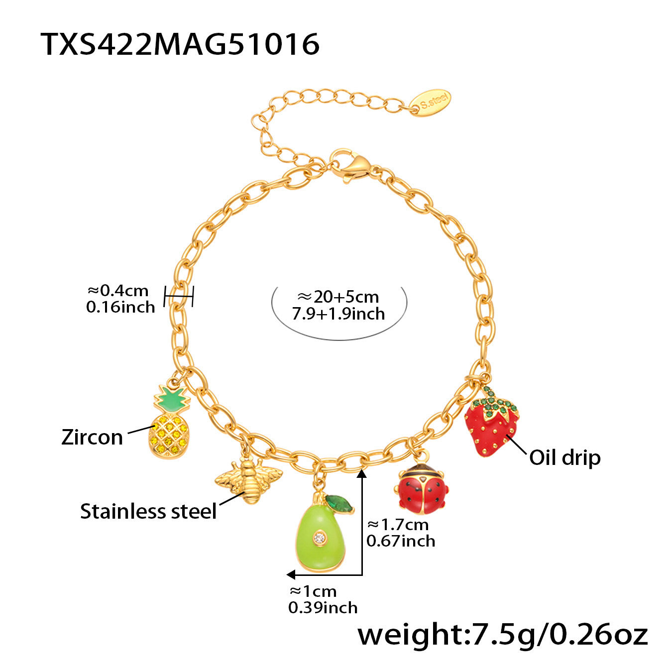 B廠【TXP422】跨境設計5A鋯石彩色滴油夏日水果多配件吊墜項鍊手鍊套裝女
 25.10-4