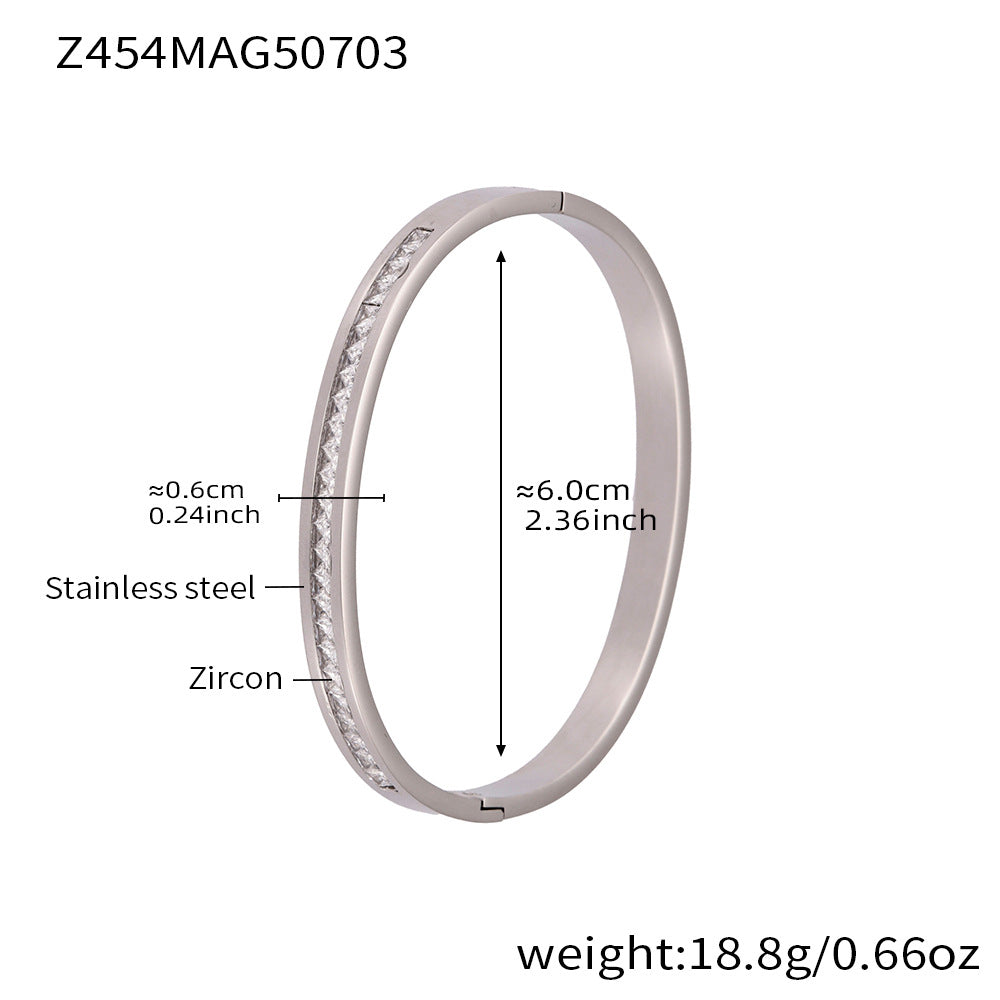 B廠【Z454】滿鑽5A鋯石卡扣高品質超閃手環組合不鏽鋼鍍18k真金不掉色 25.07-3