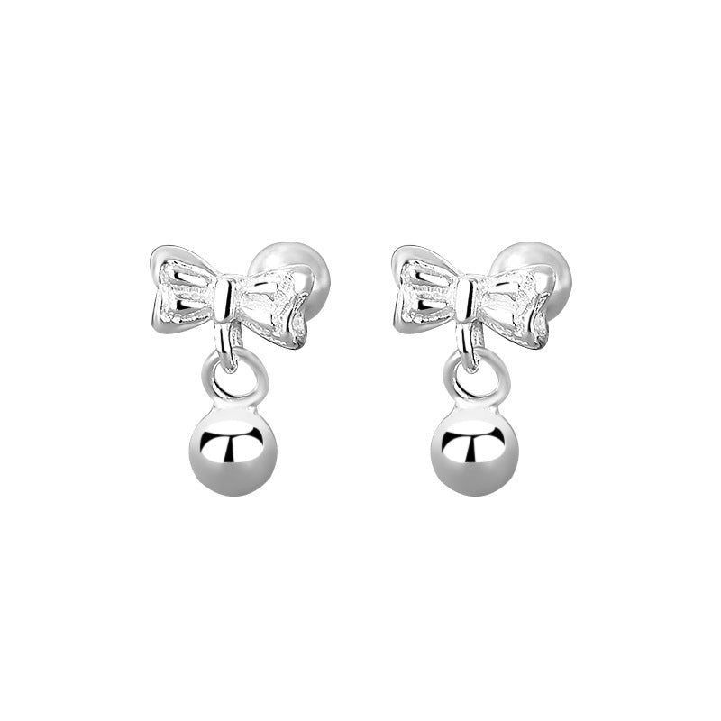E廠【YC9699E】S999足銀甜美蝴蝶結圓珠耳環女小巧可愛日常百搭耳環 24.03-1
