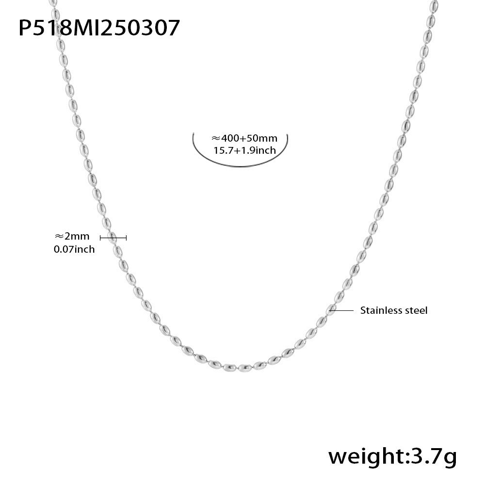 B廠【P516】長方鋯石米珠多層鎖骨項鍊不鏽鋼PVD電鍍18K真金設計感頸鍊 25.03-2