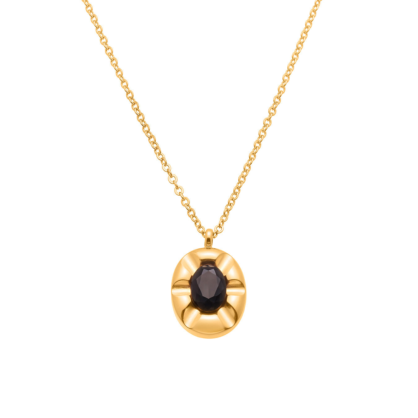 B廠【P1437】歐美新款簡約不鏽鋼幾何橢圓黑色鋯石吊墜項鍊時尚百搭飾品
 25.10-3