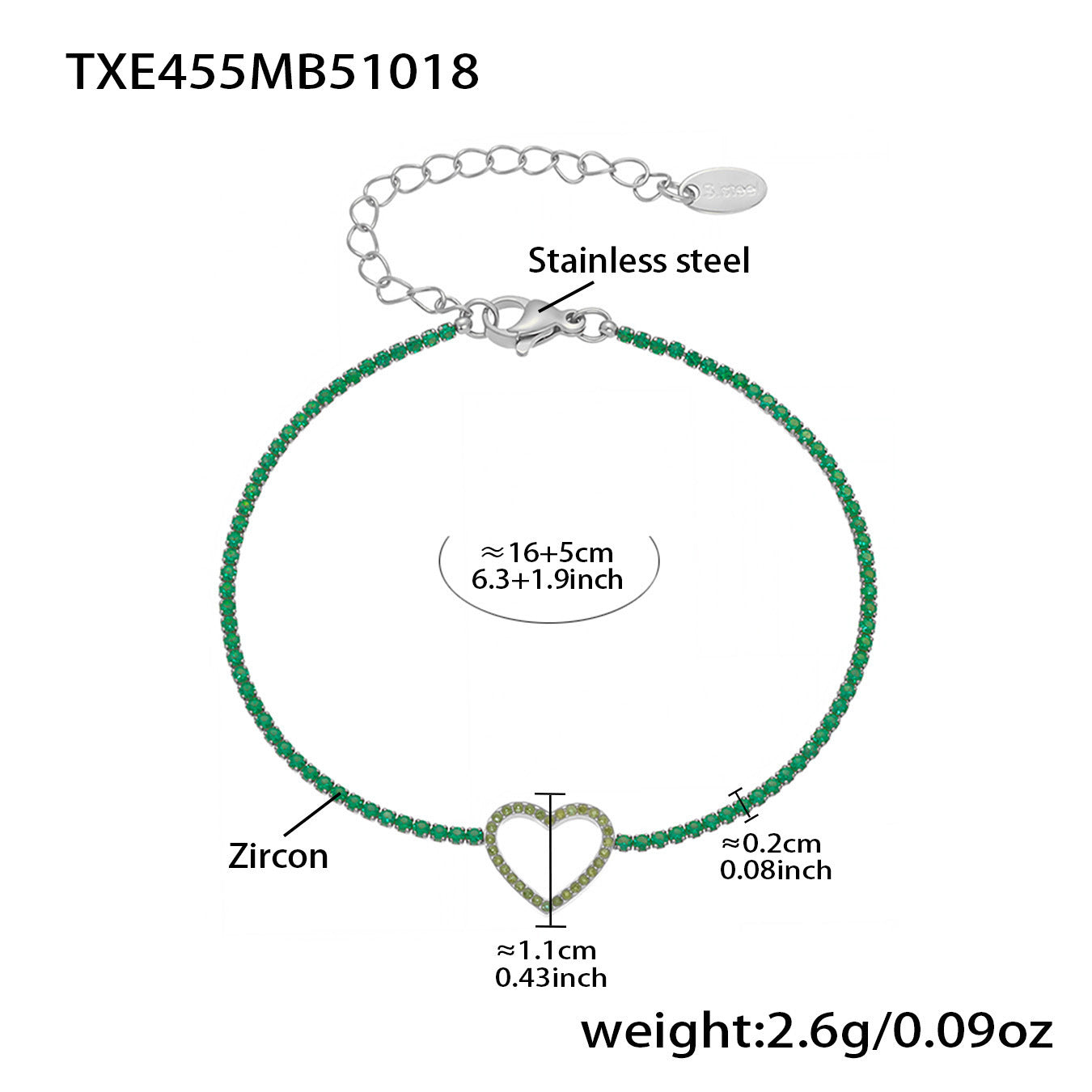 B廠【TXP455】不銹鋼滿鑽愛心鋯石項鍊手鍊耳環 鍍18k金歐美時尚輕奢首飾
 25.10-4
