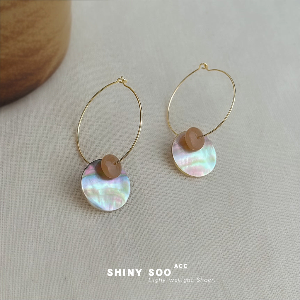 C廠【6943】真貝殼時尚高級感手工藝新款圓形幾何度假風耳飾新款耳環飾品女
25.10-5