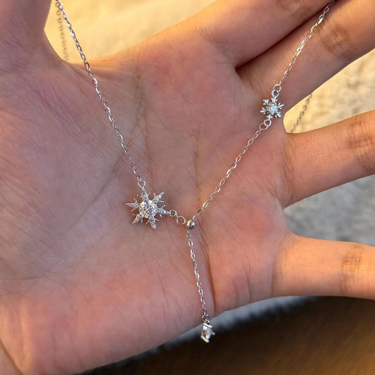 F廠【DQ1154N】S925純銀ins輕奢雪花項鍊女高級質感水滴流蘇精緻鎖骨鏈潮 25.07-4