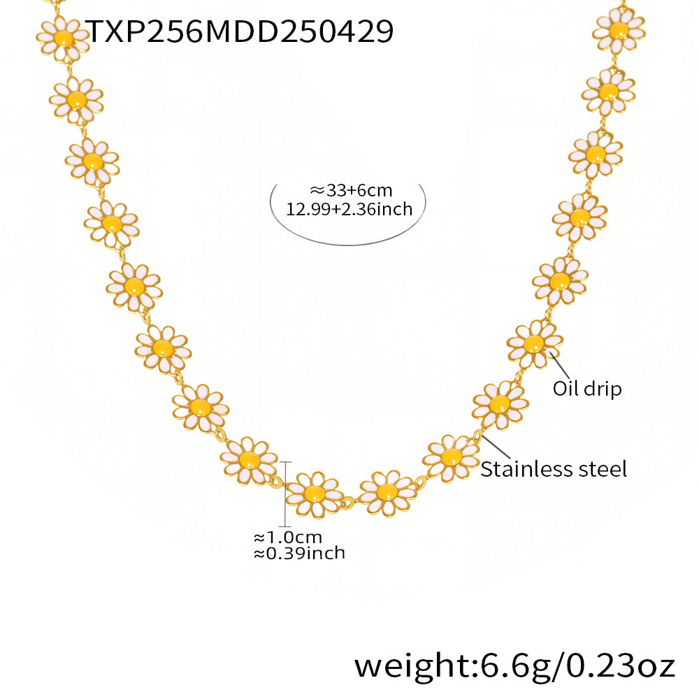 B廠【TXP256】新款不鏽鋼小雛菊花朵項鍊手鍊腳鍊首飾組個性氣質飾品女 25.05-2