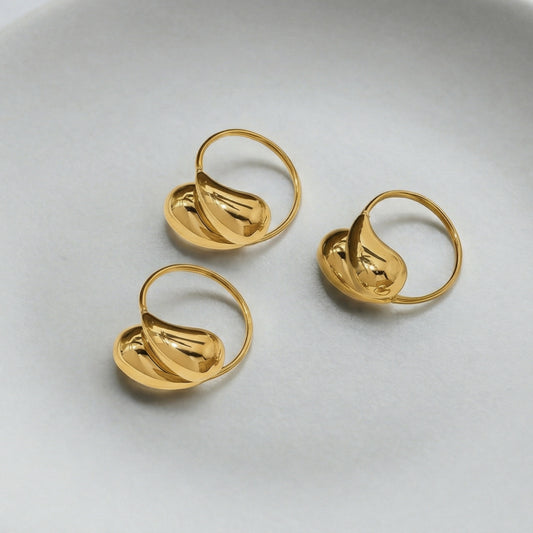 B廠【A027】歐美跨境ins小眾設計逗號水滴開口戒指不銹鋼鍍18k真金光面指環女
26.02-1