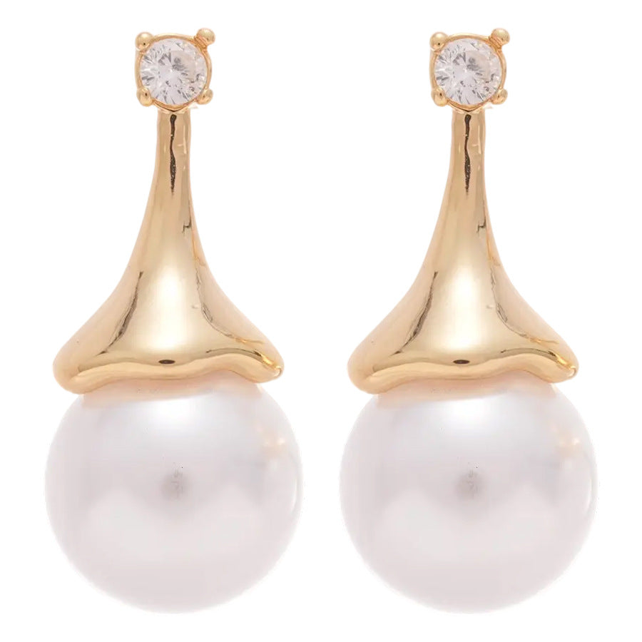 A廠【HE25783】18k真金電鍍925銀針鋯石珍珠耳環法式精緻時尚耳環輕奢高級感耳飾女 25.04-2