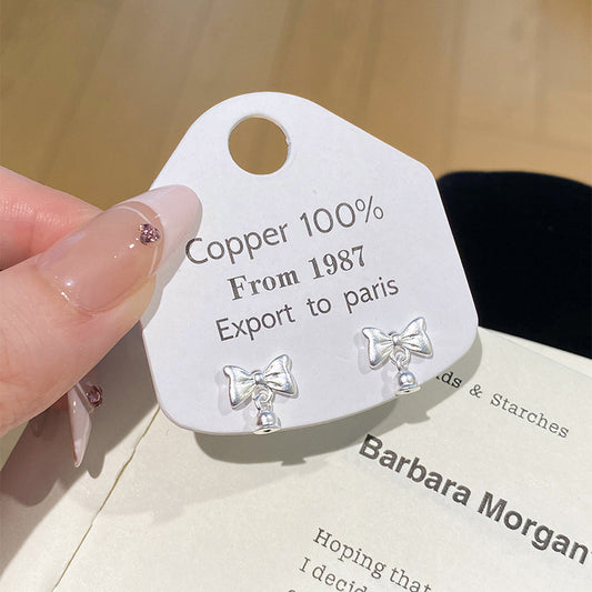 F廠【DQ10991E】足銀999精緻甜美蝴蝶結耳環女時尚氣質鈴蘭花百搭純銀耳飾潮 25.05-2