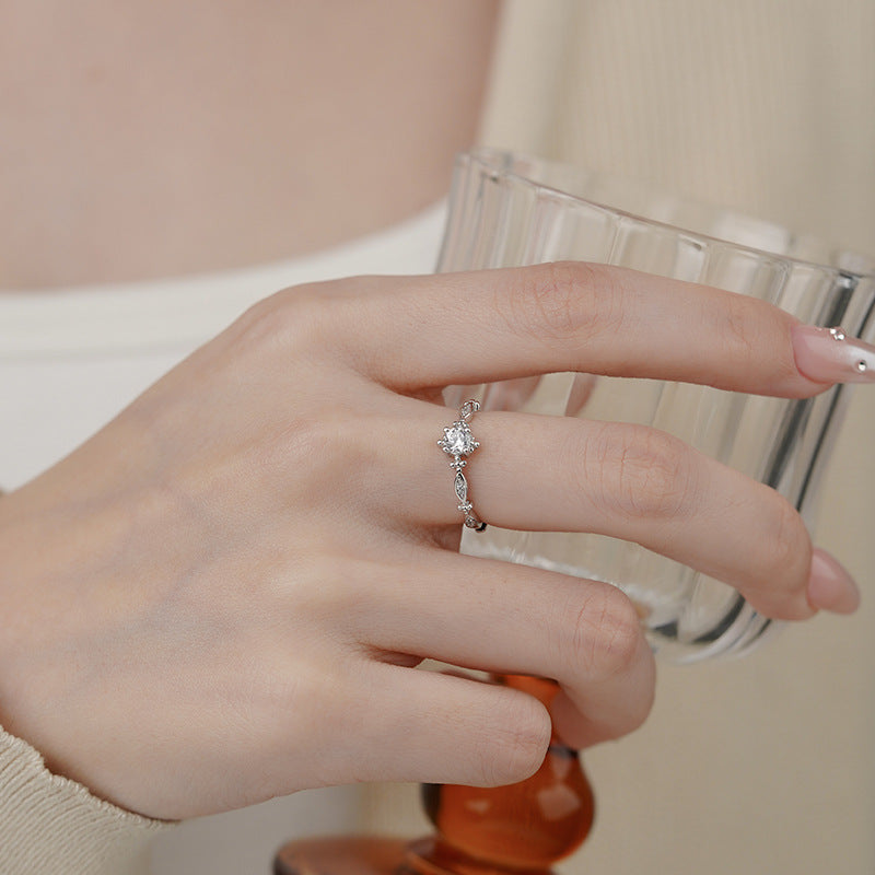 E廠【YC4314R】S999足銀甜美鋯石戒指女輕奢高級感新款2025爆款開環指環 25.03-1