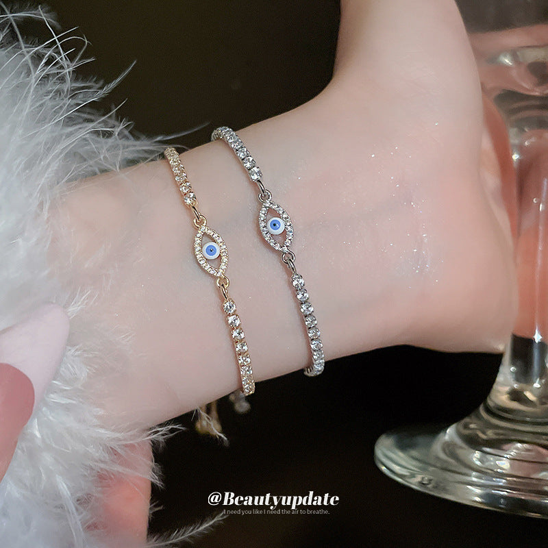 A廠【HB3489】鋯石超閃橢圓眼睛手鍊個性簡約高端氣質手環女輕奢高級感手飾 25.02-2