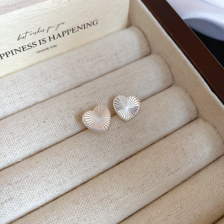 A廠 【HE26512】925銀針褶皺橫紋愛心耳環歐美簡約復古耳環輕奢高級感耳飾設計感小眾 25.05-4