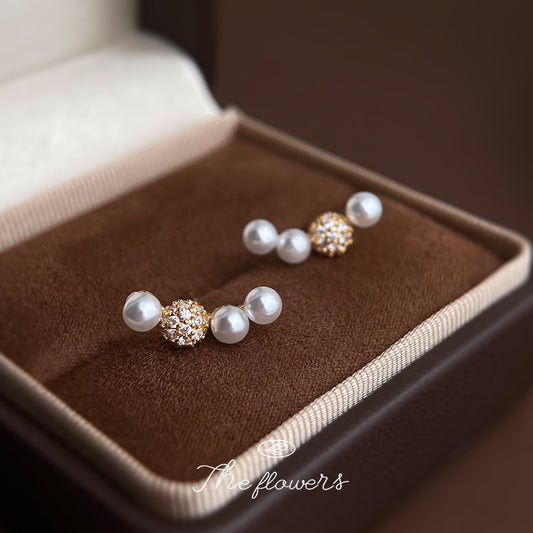 C廠【5976】微鑲鋯石925銀針鍍14K微笑一字弧形時尚甜美高級感耳飾耳環女 25.05-1