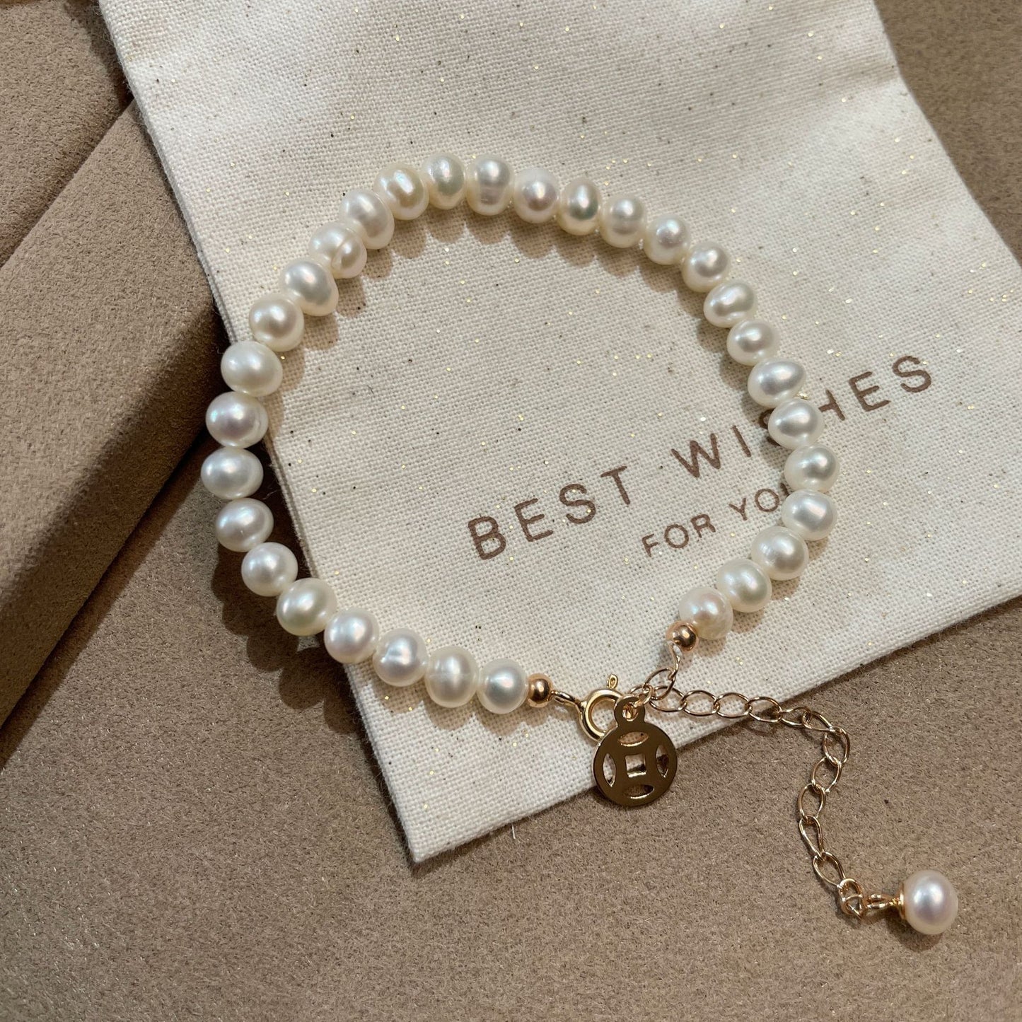 F廠【DQ0027S】新中式天然淡水珍珠手鍊女925純銀福牌國風小眾設計感手飾品 25.08-1