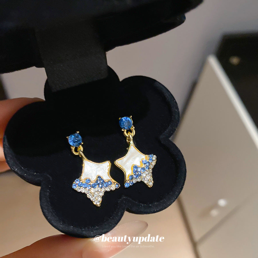 A廠【HE27204】925銀針鑲鑽樹脂星星圓形吊墜耳環時尚小眾設計感耳環輕奢高級感耳飾 25.06-3