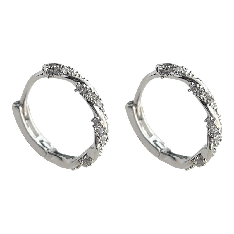 C廠【4081】個性ins風微鑲鋯石簡約通勤甜酷圓形幾何百搭耳扣女設計師款耳飾 24.05-5