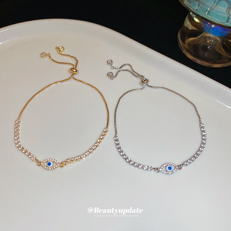 A廠【HB3489】鋯石超閃橢圓眼睛手鍊個性簡約高端氣質手環女輕奢高級感手飾 25.02-2