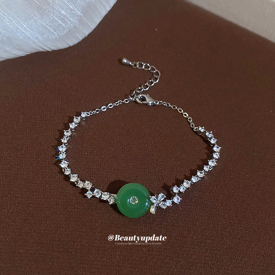 A廠【WB1727】新中式鋯石玉髓幾何圓形吊墜手鍊時尚優雅氣質手環輕奢高級感手飾
 25.10-4