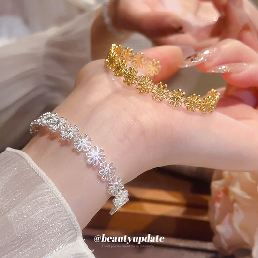 A廠【HB4459】歐美跨境鏤空花朵拼接開口手環時尚優雅氣質手環小眾設計感手飾女
 25.08-5