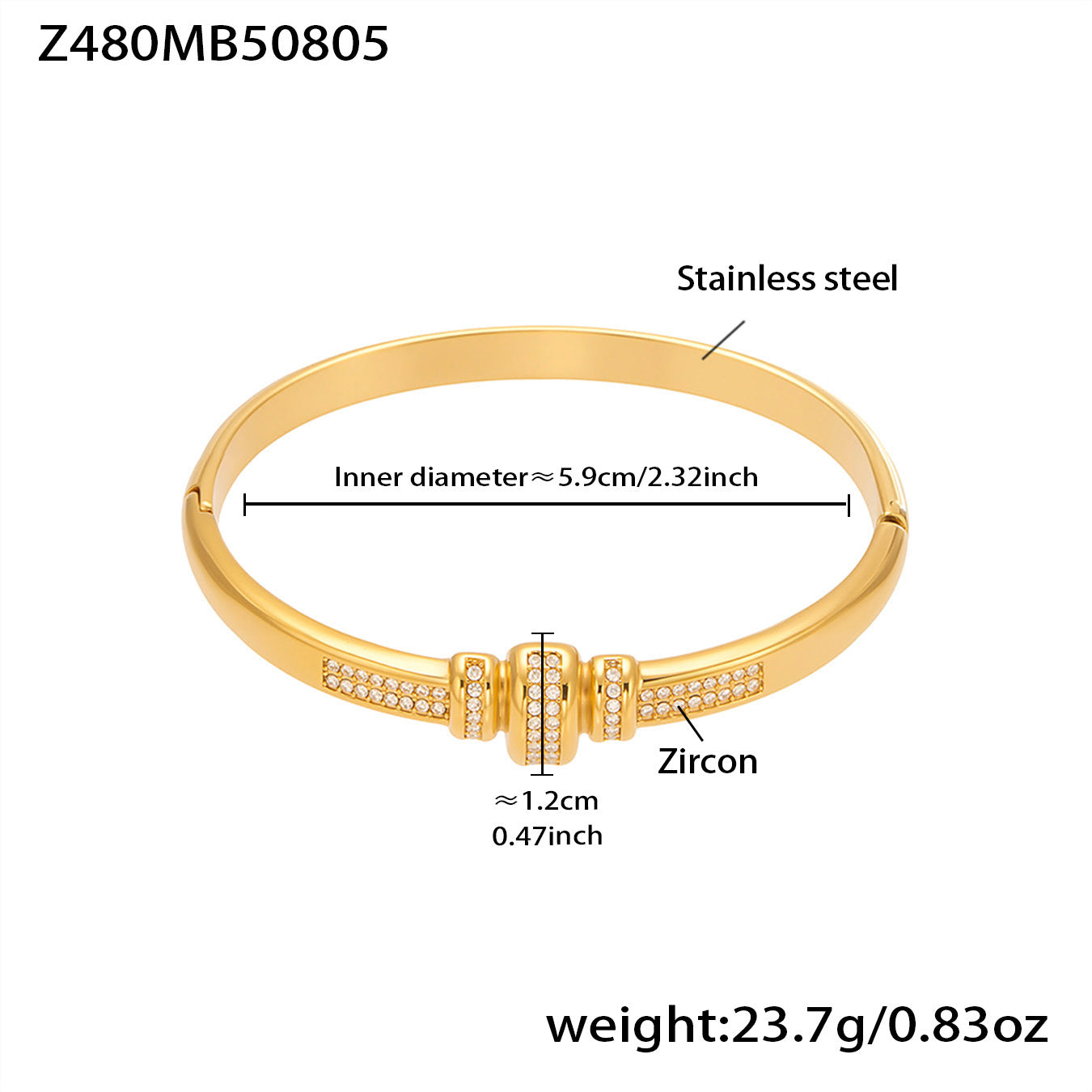 B廠【Z480】歐美新款飾品不鏽鋼竹節滿鋯石卡扣手鐲幾何交叉手鐲不掉色 25.08-3
