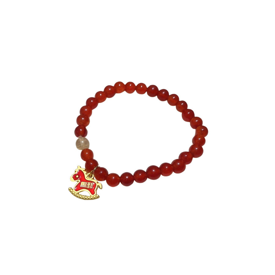 A廠【HB4808】新中式瑪瑙串珠小馬本命年手鍊文藝氣質手串手環小眾設計感手飾女
 25.10-5