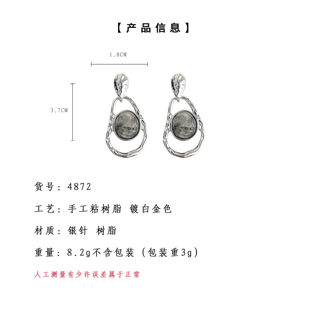 C廠【4872】水墨色系新中式不規則藝術氣息鏤空幾何2024新款耳環耳環 24.09-3