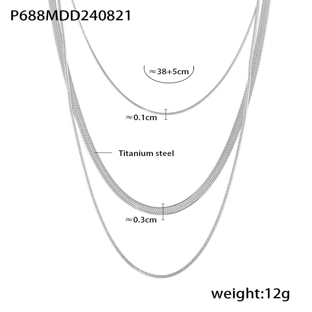 B廠【P688】歐美跨國時尚鈦鋼項鍊嘻哈風多層疊戴choker時尚潮流男女同款現貨 24.08-5
