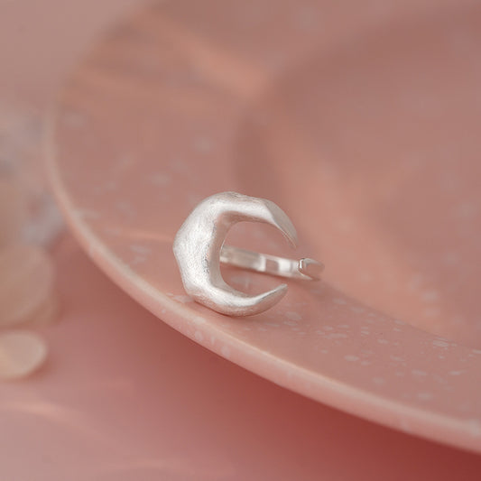 E廠【YC5560R】S925純銀肌理月亮戒指質感小眾氣質清新甜美高級溫柔手飾 25.04-4