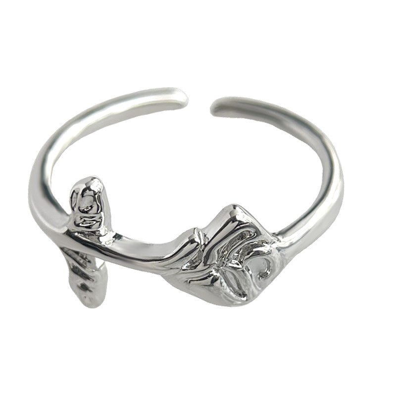 C廠【4627】個性小眾設計師ins網紅2024款玫瑰花開口可調式戒指甜酷風食指戒 24.07-4