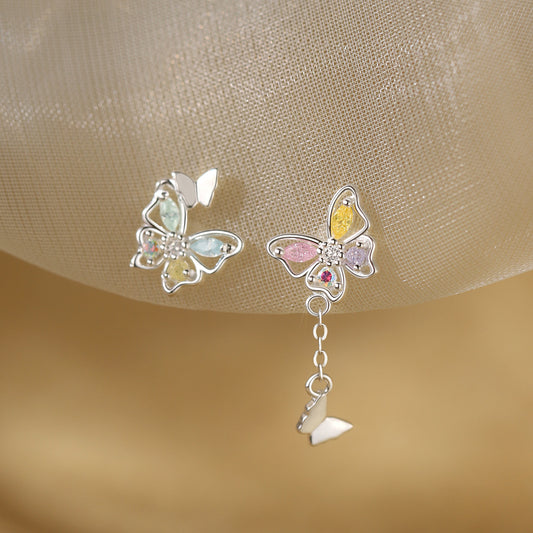 E廠【XDQ10251E】S999純銀時尚夢幻蝴蝶耳環女多巴胺紫色蝴蝶流蘇高級感耳飾品
26.01-1