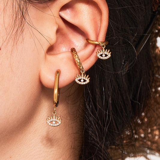 B廠【Q078】歐美輕奢風惡魔之眼耳環18k鍍真金不鏽鋼鑲嵌鋯石耳環耳環 25.08-5