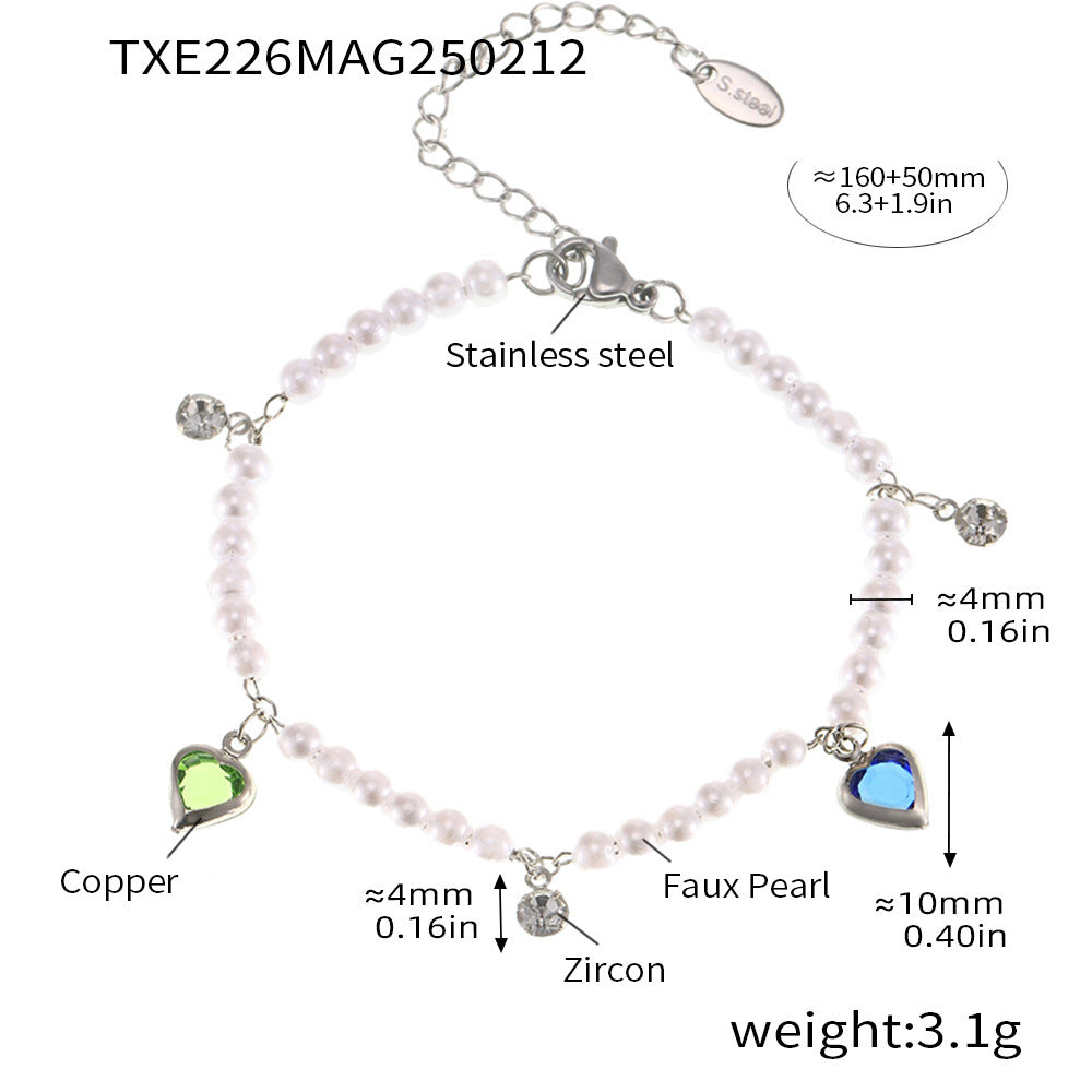 B廠【TXP226】施家珍珠多配件愛心項鍊女時尚氣質百搭鎖骨鍊首飾套裝 25.02-3