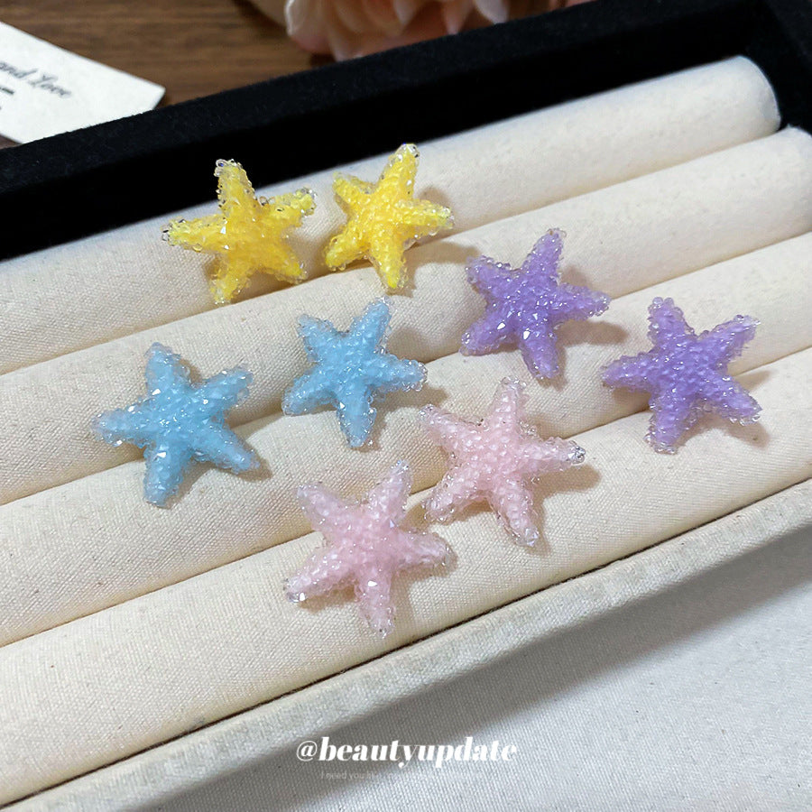 A廠 【HE26594】925銀針樹脂軟糖星星耳環韓系ins可愛耳環清新甜美時尚百搭耳飾 25.05-4