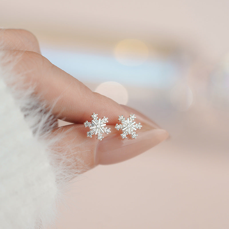 E廠【YC9664E】S999足銀雪花耳環新款個性小眾文藝韓風氣質小清新耳飾 25.06-1